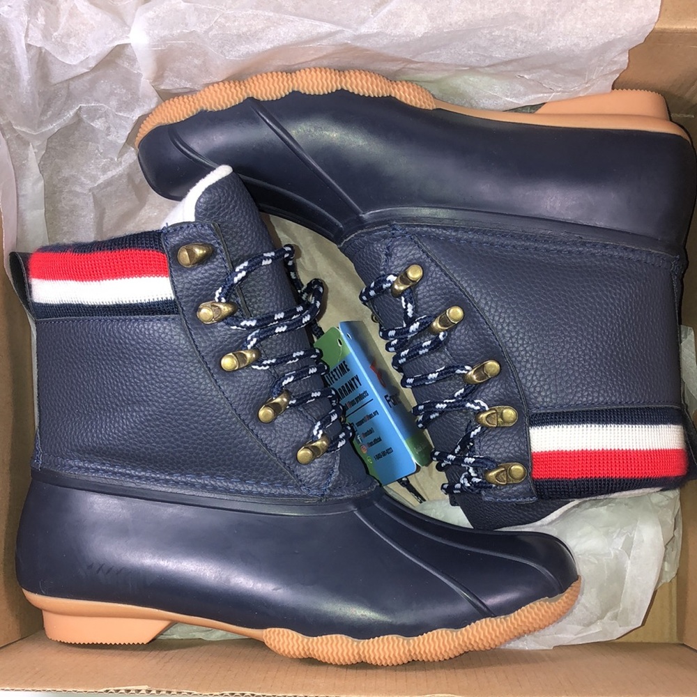 8 Fans Duck Boots Waterproof Insulated Winter Rain Boots for Women Size 8